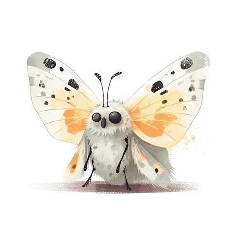 Premium AI Image | Minimalist Digital Drawing of a Cute Moth on White ...