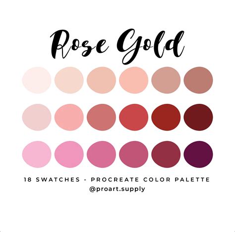 PALETA DE COLORES ROSE GOLD PROCREATE Códigos hexaques Rosa, Rojo ...