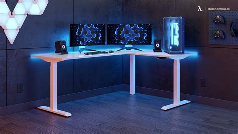 Decorate White Computer Gaming Desk with Lighting Ideas