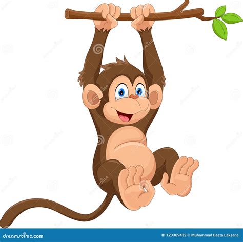 Cute Monkey Cartoon Eating Banana Vector Illustration | CartoonDealer ...