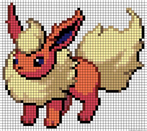 Grid Minecraft Pixel Art Pokemon Eevee Evolutions Jolteon Flareon ...