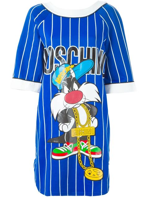 Moschino Sylvester Sports Jersey Dress in Blue | Lyst