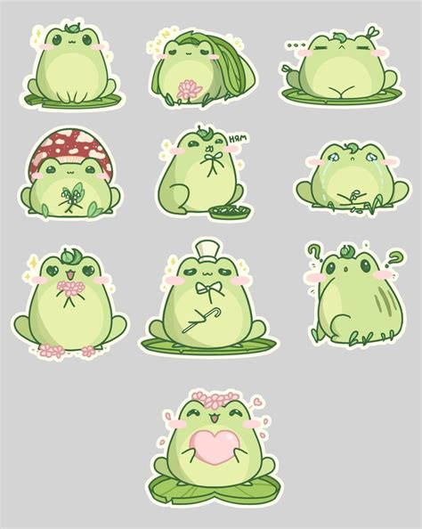 ArtStation - Cute frog stickers | Disegno rana, Adesivi stampabili ...