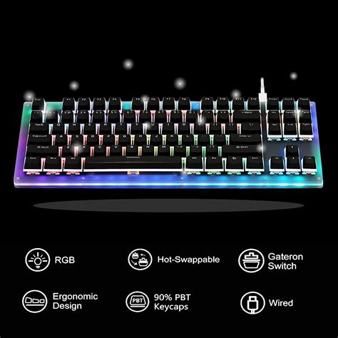 XVX Womier K87 TKL Mechanical Keyboard, Hot Swappable Keyboard, Dark ...