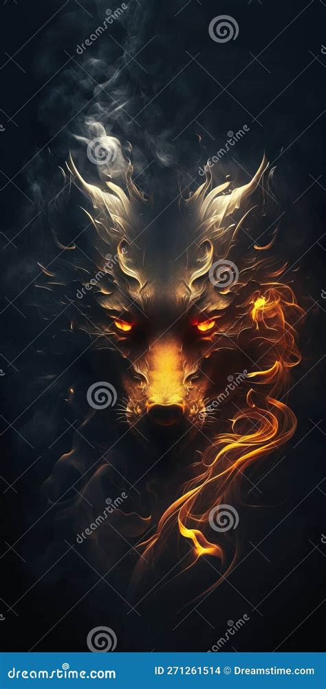 Scary Wolf with Glowing Eyes in the Dar Stock Illustration ...