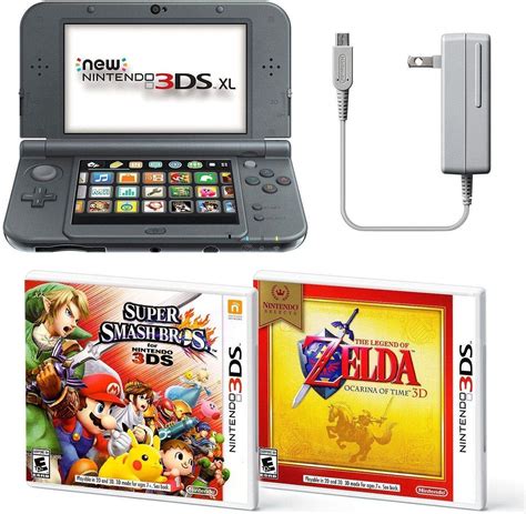 Buy Black Nintendo 3DS XL Bundle Nintendo, AC Adapter, and Two Full ...