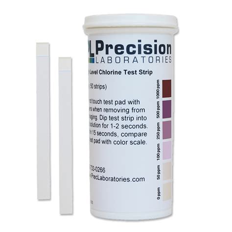 High Level Chlorine Test Strip, 1000ppm - Precision Laboratories Test ...