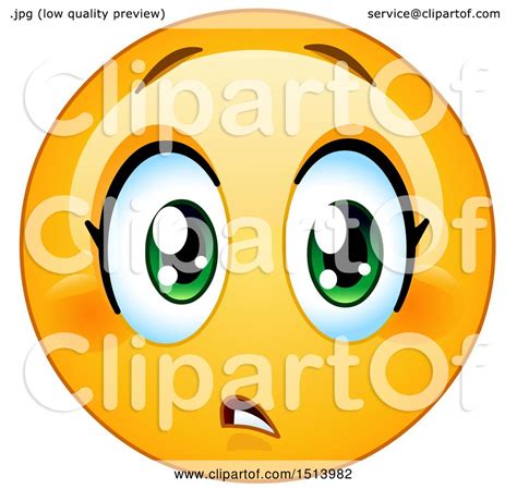 Clipart of a Yellow Female Emoji Face Expressing Concern - Royalty Free ...