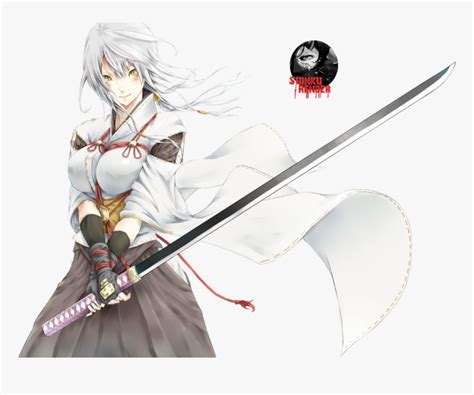 Anime Ninja Girl With Sword Drawing