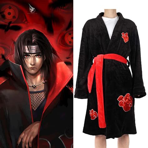 Naruto Akatsuki Cloak Cosplay Uchiha Itachi Costume Red Cloud Robe