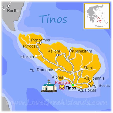 Map of Tinos, Greece - Greek Islands