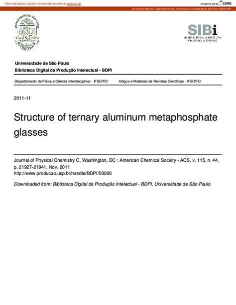 (PDF) Structure of Ternary Aluminum Metaphosphate Glasses | Hellmut ...