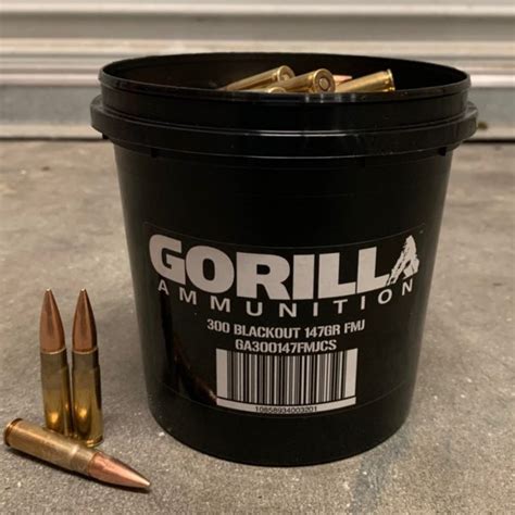 Gorilla Ammunition .300 AAC BlackOut, 147gr FMJ - 175 Round Bucket ...