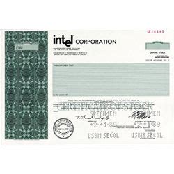 U.S. Intel Corporation Stock Certificates (4). - Archives International ...