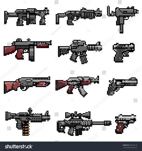 Big Set Various Weapons Guns Pistols : image vectorielle de stock ...