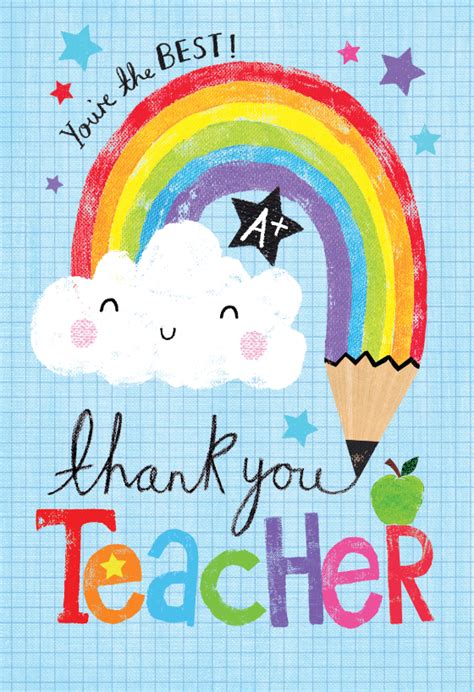 Rainbow pencil - Thank You Card For Teacher | Greetings Island