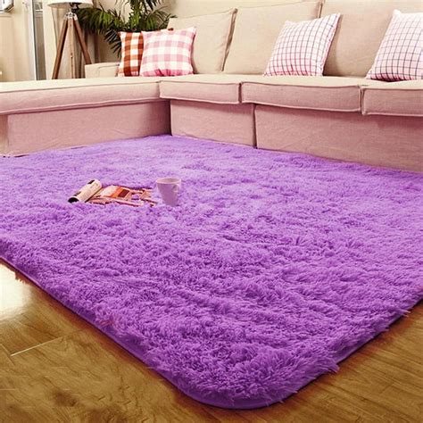 Multi Size/Color Fluffy Plush Fabric Rectangle Living Room Carpet Super ...