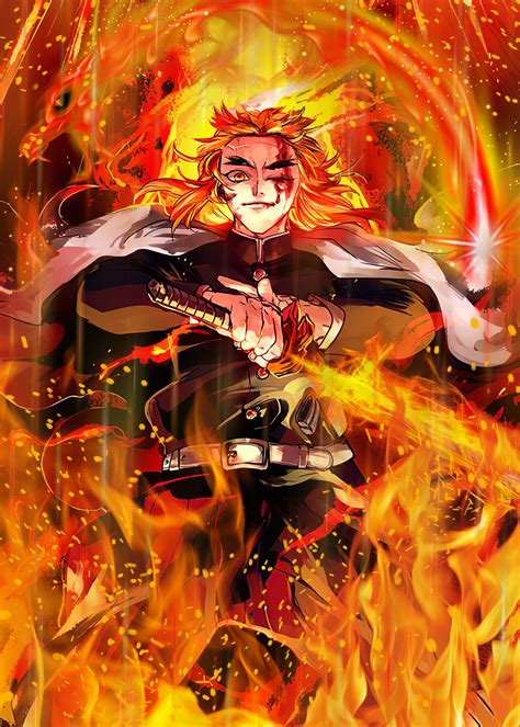 $39 Demon Slayer (Rengoku) Metal Poster | Anime demon, Slayer, Slayer anime