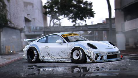 Wide, RWB, Body, Silver, Tuning, by Khyzyl Saleem, Porsche, Future, 911 ...