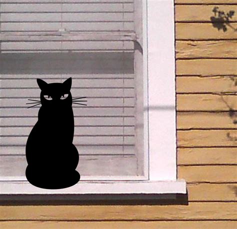 Black Cat Silhouette on Window Sill Vinyl Sticker Decal Kitty - Etsy