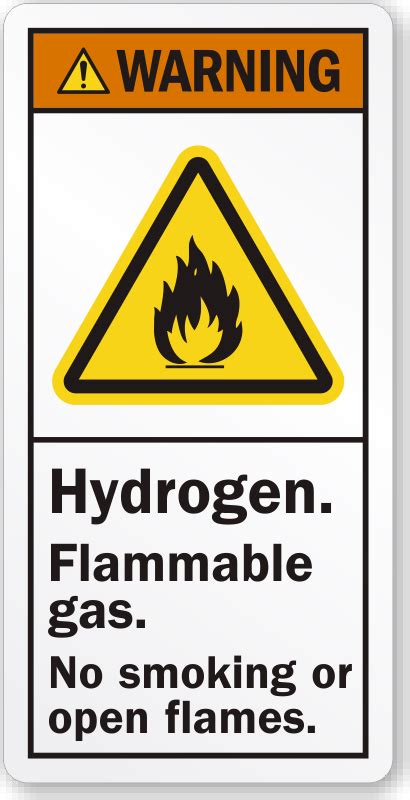 Warning Hydrogen Flammable Gas, No Smoking, Open Flame Label, SKU: LB ...