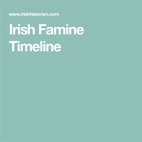 Irish Famine Timeline | Irish famine, Irish, Timeline