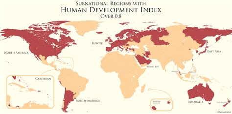 Subnational Regions with HDI over 0.8 | Human development index, Human ...