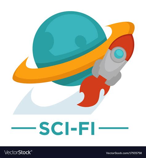 Movie genre sci-fi cinema icon of space Royalty Free Vector