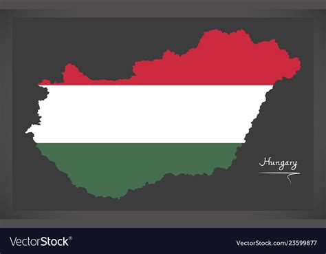 Hungary map with hungarian national flag Vector Image