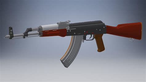 AKM Automatic Rifle with Inner Workings - 3D Model by DennyCG