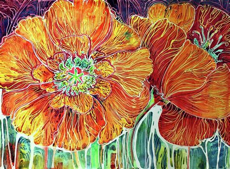 Poppies Batik Abstract by Marcia Baldwin | Batik art, Fine art painting ...