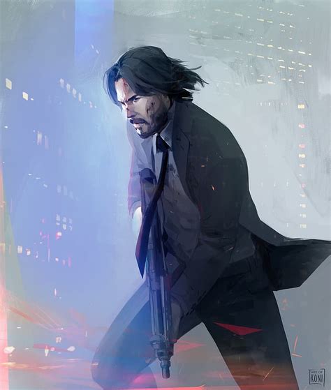 HD wallpaper: Keanu Reeves, John Wick, black suit, running, fan art ...