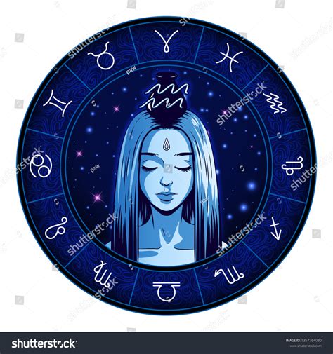 Aquarius Zodiac Sign Artwork Beautiful Girl Stock Vector (Royalty Free ...