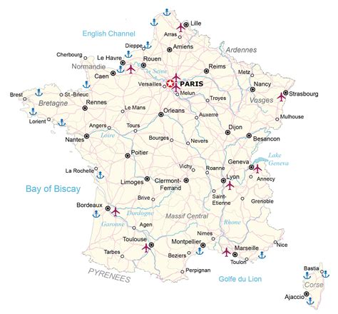 Map Of France With Cities Rivers And Mountains - Domini Hyacintha