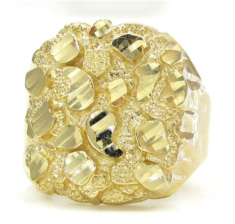 Buy Mens 10k Yellow Gold Large Curved Nugget Ring Online at SO ICY JEWELRY