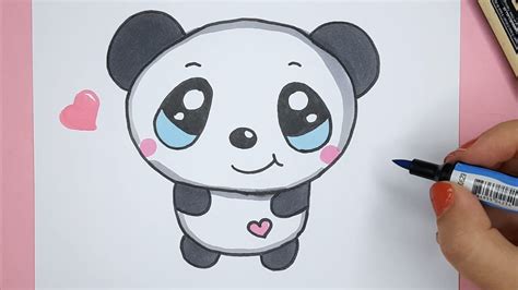 How to Draw a Cute Baby Panda EASY - Happy Drawings - YouTube