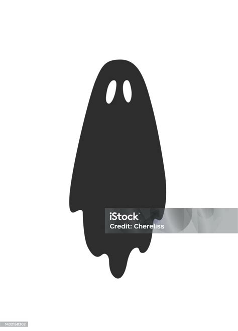 Scary Halloween Ghost With Big Eyes Spooky Flying Spirit Silhouette ...