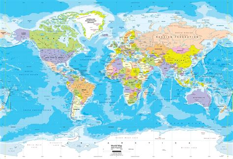 World Political Wall Map | Map wall mural, World map mural, Map wall decal