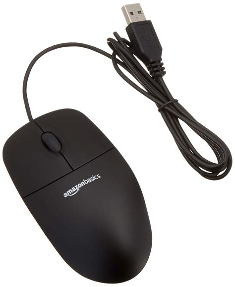 Buy Amazon Basics 3-Button Wired USB Computer Mouse, Single, Black ...