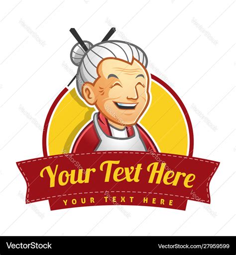 Grandma or granny mascot character logo design Vector Image