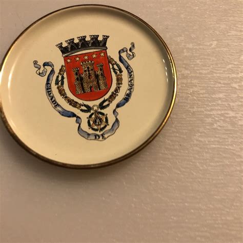 Vintage cidade de braganca coat of arms dish Portugal Ivory Gold Trim ...