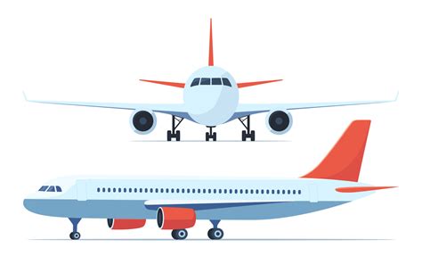 Large passenger airplane front and side view. Vector illustration ...