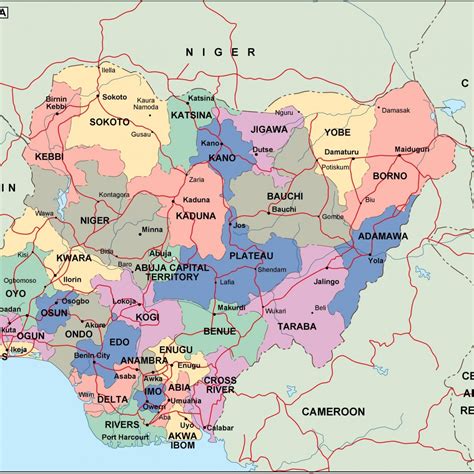 nigeria political map. Vector Eps maps. Eps Illustrator Map | Vector ...