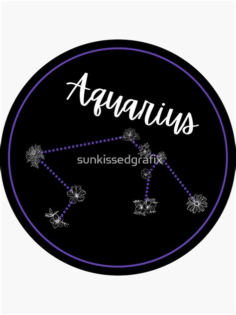 "Aquarius Flower Constellation - A Zodiac Sign" Sticker for Sale by ...