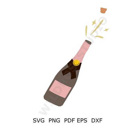 Rose Champagne Bottle Pop Celebration Svg Png Pdf Eps Dxf Clip Art ...