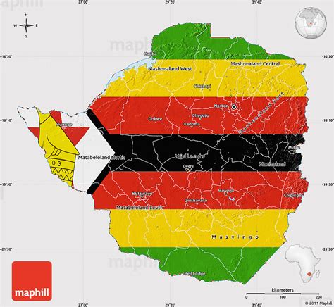 Flag Map of Zimbabwe