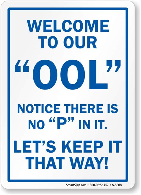 Funny Pool Signs - Humorous Swimming Pool Signs