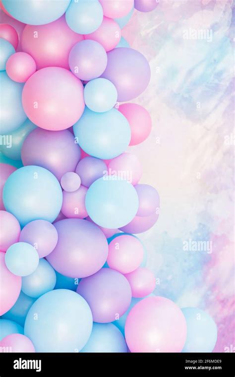 Colorful balloons background, punchy pastel colored and soft focus ...