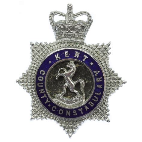 Kent County Constabulary Senior Officer's Enamelled Cap Badge - Queen's ...