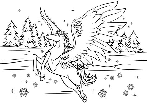 Beautiful Pegasus Taking Off Coloring Page - Free Printable Coloring ...